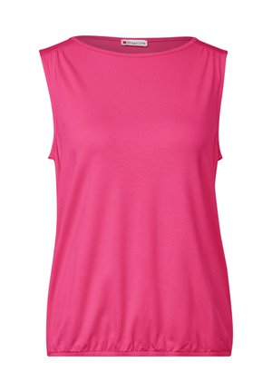 Ärmelloses Oberteil in leuchtendem Pink, mit rundem Halsausschnitt und gerafftem Saum. Aus weichem, dehnbarem Material für zusätzlichen Komfort. Marke: StreetOne.