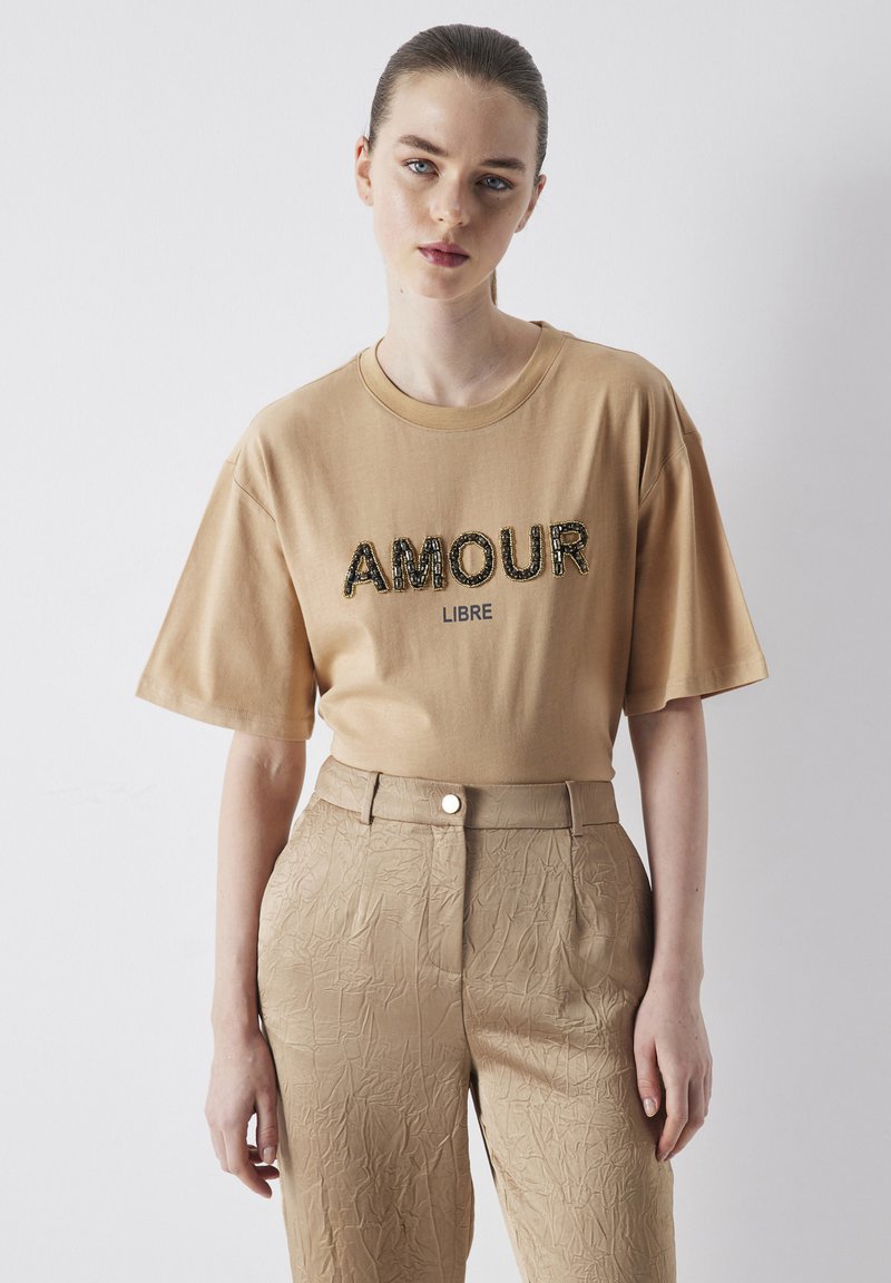 Ipekyol BEAD EMBROIDERED TShirt print caramel/braun Zalando.de