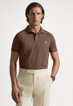 CUSTOM SLIM FIT STRETCH MESH POLO SHIRT - Polo krekls - nutmeg brown hthr/c8526 smoke