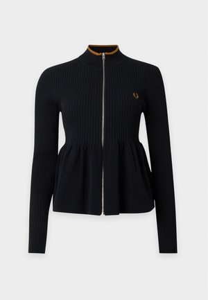 Fred Perry, ZIP THROUGH PEPLUM CARDIGAN - Gilet - black