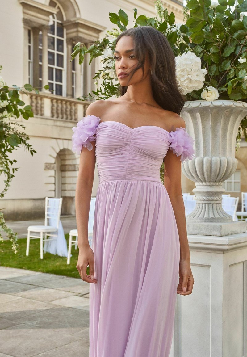 lipsy purple floral dress Buy Lipsy Purple Floral Mesh Ruched Detail Flutter Sleeve Midi Dress from Next Bosnia and Herzegovina