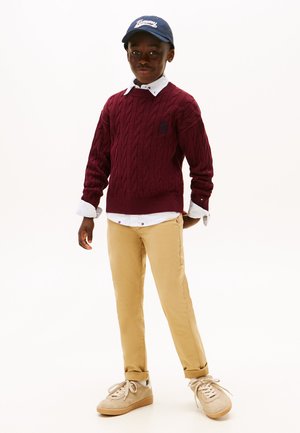 CABLE CREST - Trui - deep burgundy heather