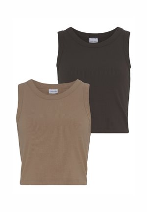 LASCANA PACK OF 2 CROP - Top - camelfarben braun