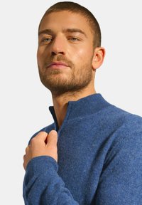 Just Cashmere HALF ZIPPED HIGH COLLAR - Pullover - mottled ocean