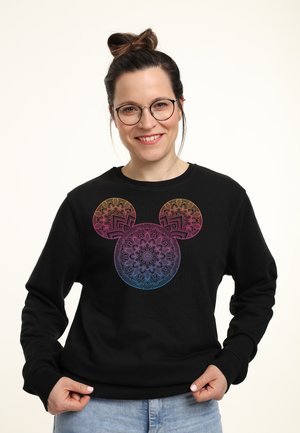 Czarna bluza z kolorową, skomplikowaną mandalą w kształcie uszu Myszki Mickey. Wygodny krój z długimi rękawami.