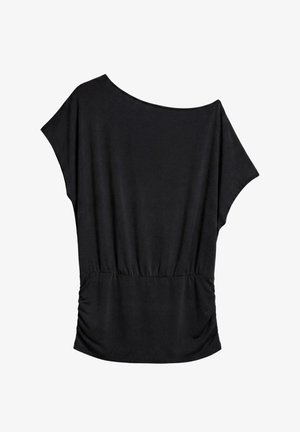 PULL&BEAR, GATHERED ASYMETRIC TOP - ASYMMETRIC TOP - T-shirt print - black