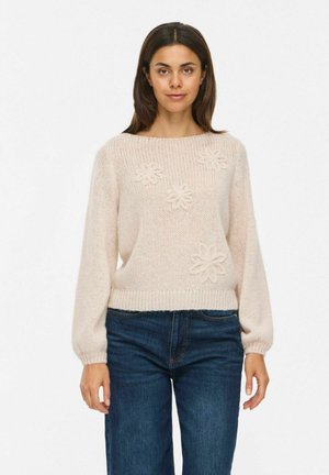 VILA, KNITTED PULLOVER FLORAL - Pullover - birch
