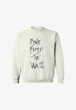 Light gray sweatshirt featuring a brick wall graphic with "PINK FLOYD THE WALL" in bold black text. Crew neck and long sleeves.