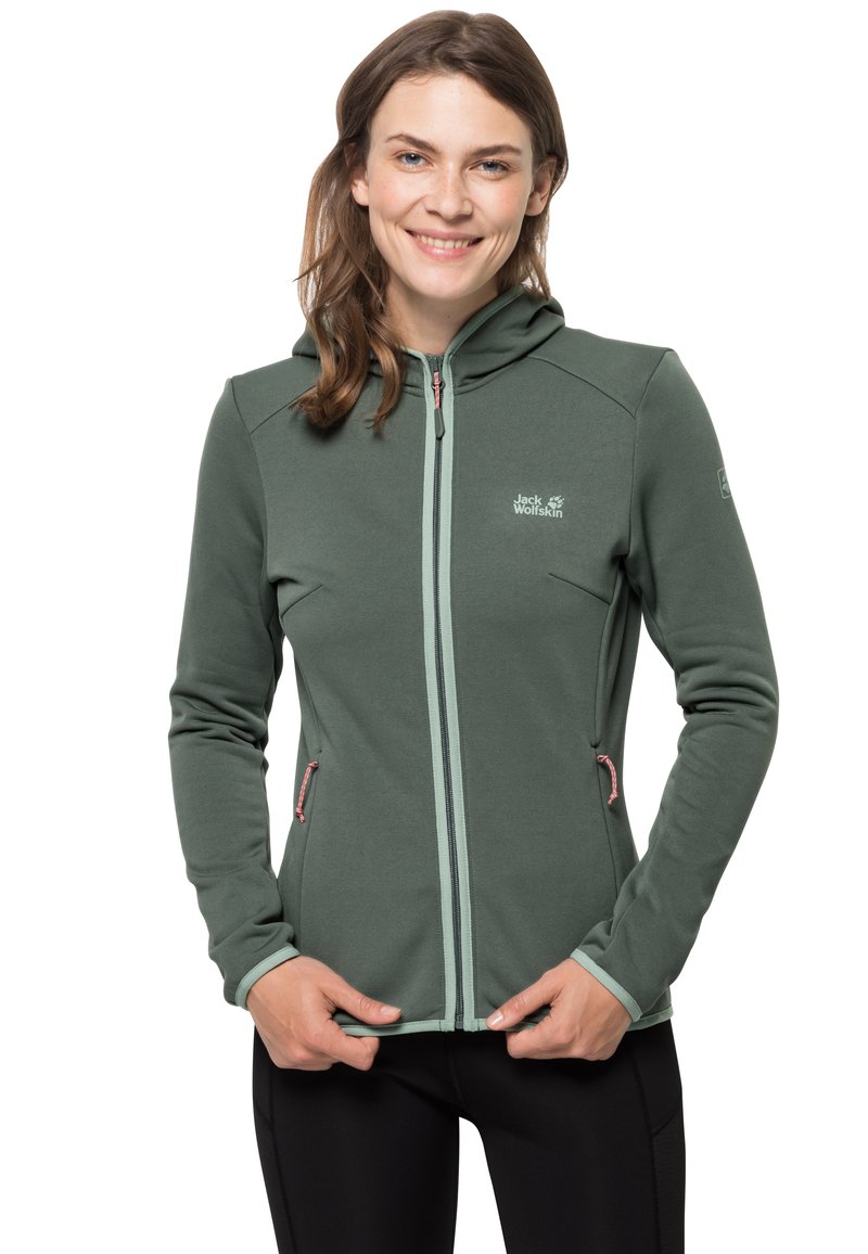 Damen Sportbekleidung | Jack Wolfskin TURBULENCE Fleecejacke hedge green/grau - CU76352 Damen Sportbekleidung | Jack Wolfskin TURBULENCE Fleecejacke hedge green/grau - CU76352