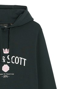 Felpa verde scuro con cappuccio regolabile, testo bianco con grafiche di una corona e una rosa, e realizzata in morbido cotone.