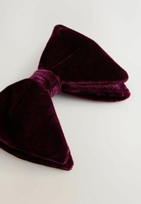 Sügava burgundi värvi sametist iil, millel on struktureeritud pind ja laiad, teravad otsad. Keskosa on valmistatud sobituvast kangast, et luua ühtsus.