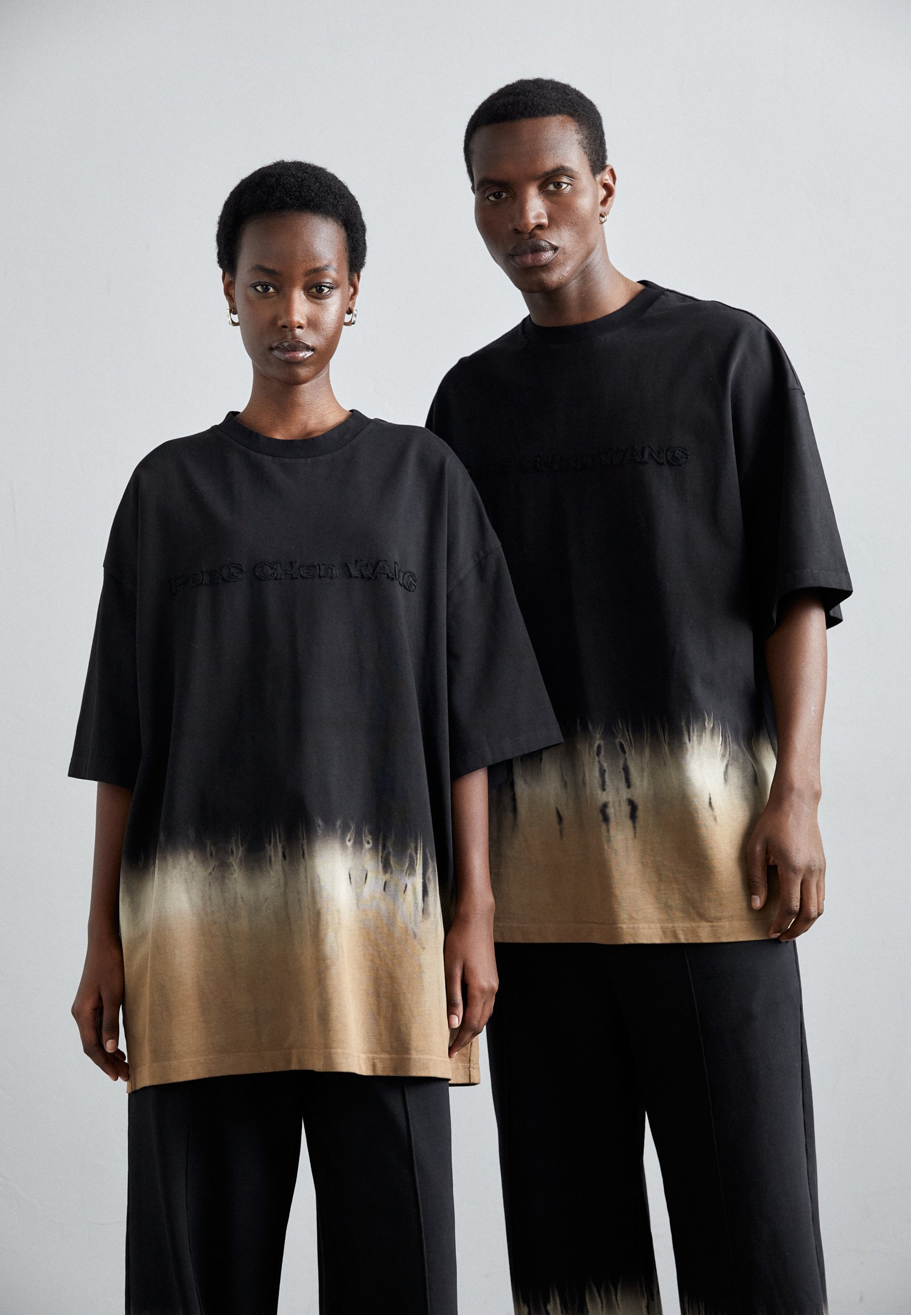 Feng Chen Wang TIE DYE LOGO - Print T-shirt - black/khaki/black 