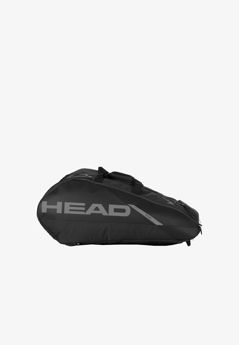 Sac de sport de marque Black HEAD conçu pour contenir des raquettes de tennis ou de badminton, avec fermetures éclair et doubles bretelles.