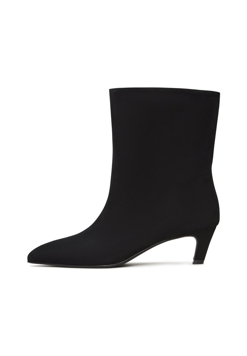 Zwarte hoge lakleren laarzen met kitten heel | Hoge laarzen