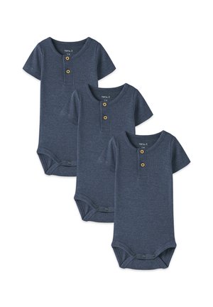 Name it, BODY 3ER-SET HENLEY AUSSCHNITT DRUCKKNOPF BEQUEM KURZARM - Body - blau-