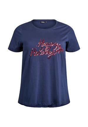 WEIHNACHTS AUS BIO - T-Shirt print - navy blazer w happy