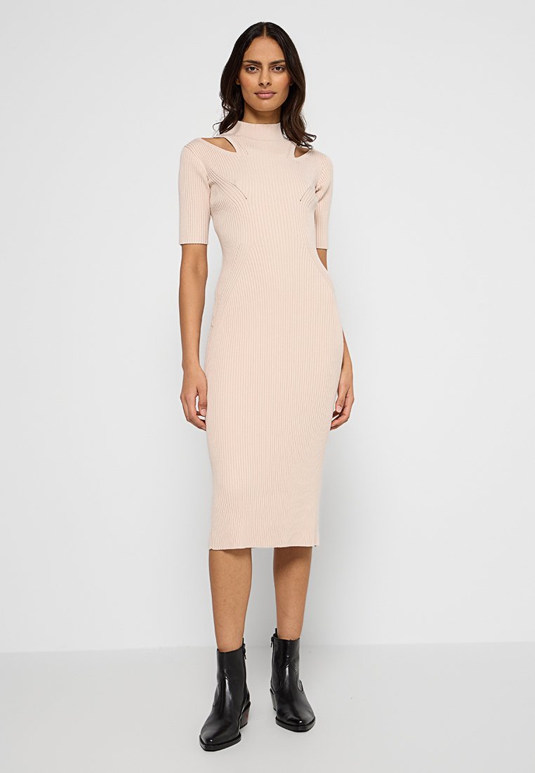 Iro Gebreide jurk taupe Iro Gebreide jurk taupe