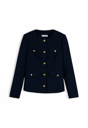 Tommy Hilfiger, TOMMY HILFIGER GOLD-TONE BUTTON COLLARLESS SLIM JACKET - Lichte jas - dark blue