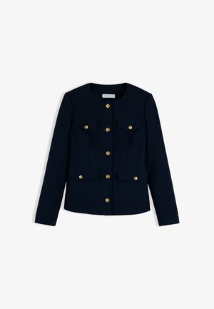 Tommy Hilfiger, TOMMY HILFIGER GOLD-TONE BUTTON COLLARLESS SLIM JACKET - Lichte jas - dark blue