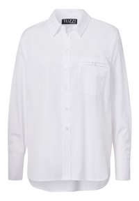 Witte overhemd gemaakt van een katoenmix, met een klassieke kraag, lange mouwen, een enkele borstzak en subtiele gestikte details.