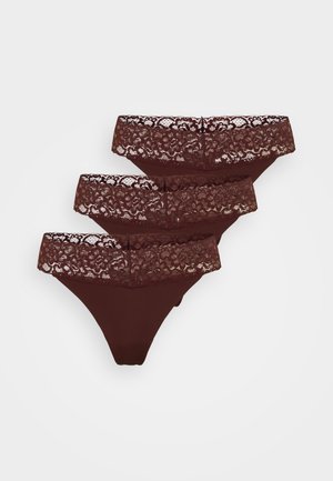 ONLCHLOE GLITTER THONG 3 PACK - G-strenge - winetasting/silver-coloured