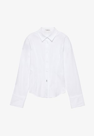 Camicia bianca a maniche lunghe realizzata in cotone morbido. Presenta un colletto classico, chiusura con bottoni e una vestibilità su misura con leggere cuciture laterali.