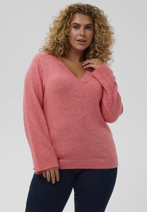 JILANDA V-NECK PULLOVER - Pullover - sun kissed coral melange