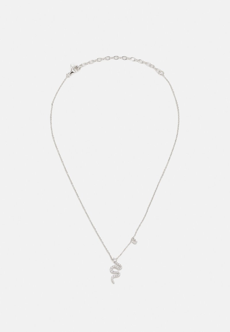 Smycke med silverormmotivet med små glittrande dekorationer, utrustat med ett delikat halsband och ett kräftklaffslås.