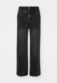 SEAMING DOUBLE WAIST PANTS UNISEX - Straight leg jeans - black