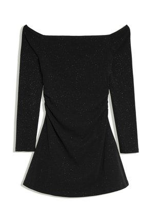 Bershka, SHIMMER LONG-SLEEVE BARDOT DRESS - Robe en jersey - black