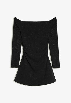 Bershka, SHIMMER LONG-SLEEVE BARDOT DRESS - Robe en jersey - black