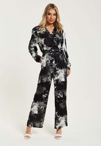 Liquorish MONO ABSTRACT PRINT WITH LONG SLEEVES - Jumpsuit - black