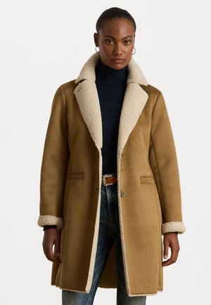 FAUX-SHEARLING-SUEDE COAT - Cappotto classico - camel
