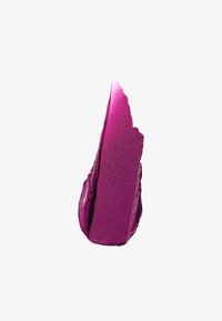 Rouge à lèvres violet à texture crémeuse, présentant une forme triangulaire effilée et un dégradé du foncé vers le clair à la pointe.