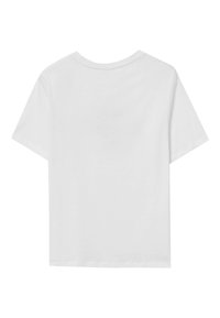 T-shirt bianco in cotone con maniche corte, scollatura rotonda e superficie liscia. Nessun logo o motivo visibile. Design semplice e classico.