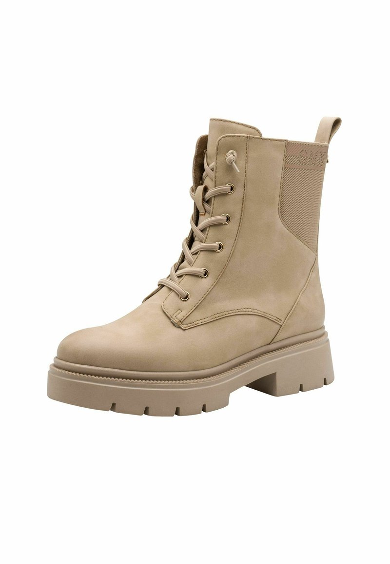 Marco Tozzi Enkellaarsjes met plateauzool beige