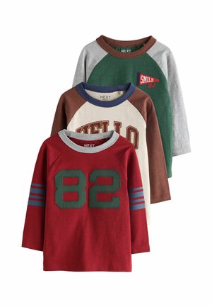 Next, REGULAR FIT - LONG SLEEVE TEXTURED T-SHIRTS 3 PACK . - Langarmshirt - red grey varsity