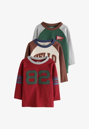 Next, REGULAR FIT - LONG SLEEVE TEXTURED T-SHIRTS 3 PACK . - Long sleeved top - red grey varsity
