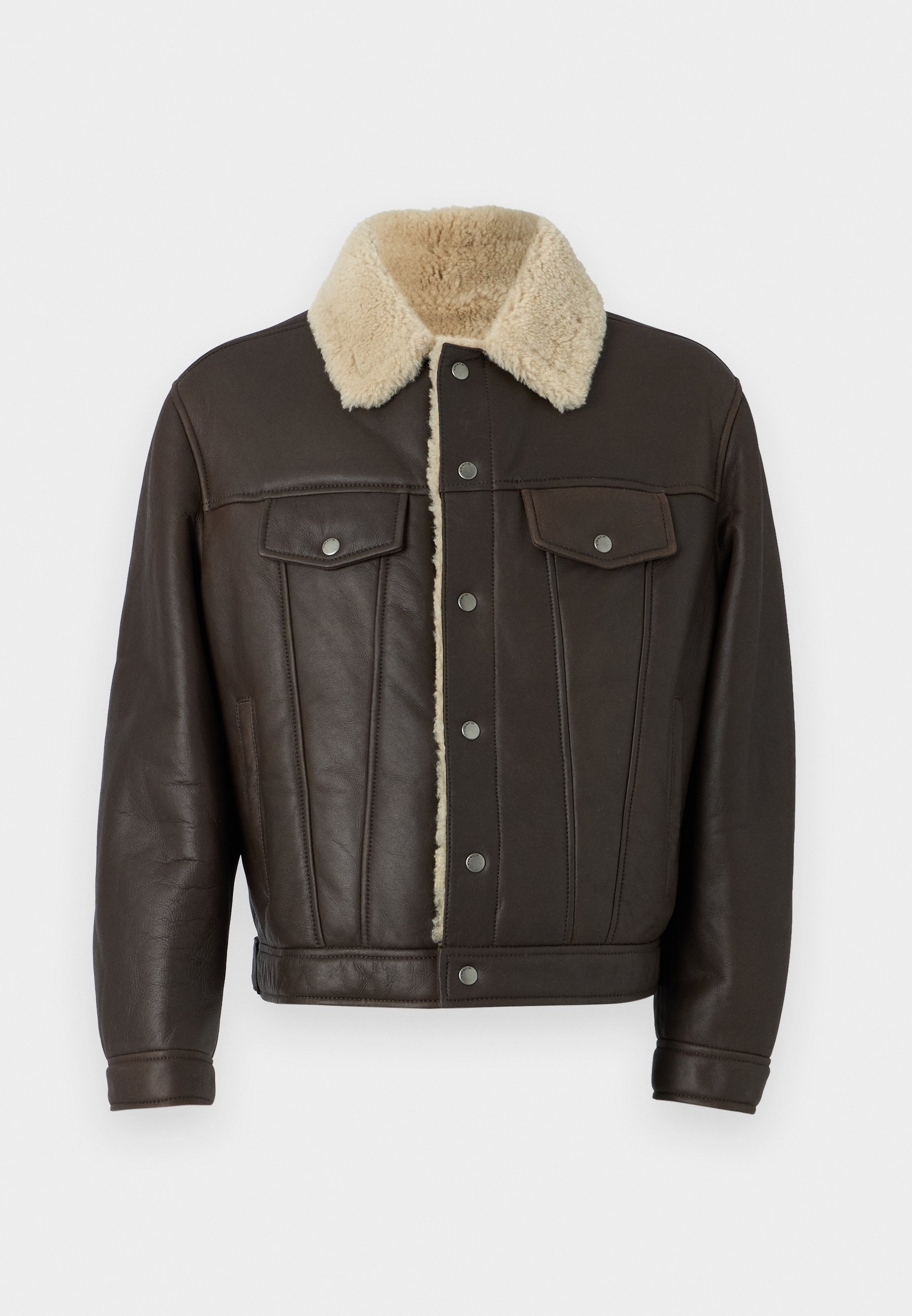COACH TRUCKER JACKET - Leather jacket - dark brown - Zalando.co.uk