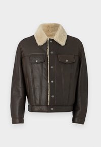 TRUCKER JACKET - Kožená bunda - dark brown