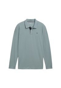 Langærmet polo-shirt i lys blå med en kontrastfarvet navy krave. Cotton materiale, med et lille logo på venstre bryst. Klassisk pasform.