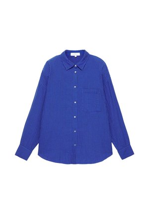 PULL&BEAR, RUSTIC STRIPED LONG SLEEVE - SHIRT - Blúzka so zapínaním na gombíky - neon blue