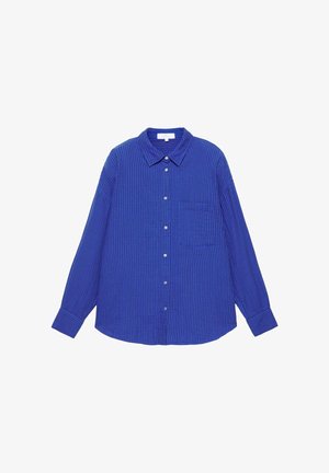 PULL&BEAR, RUSTIC STRIPED LONG SLEEVE - SHIRT - Blúzka so zapínaním na gombíky - neon blue