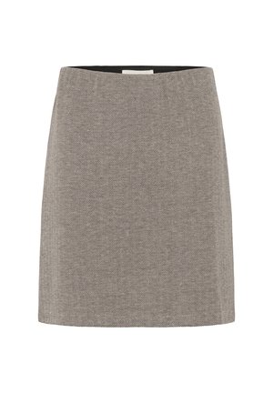 Wool blend mini skirt featuring a houndstooth pattern in black and white, with a straight cut and concealed waistband for a clean finish.