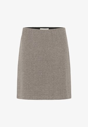 Mini krilo iz volnene mešanice s houndstooth vzorcem v črni in beli barvi, s ravnim krojem in skritim pasom za čisto podobo.