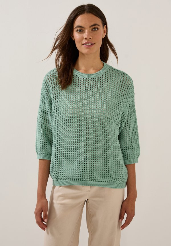 IM HÄKEL-OPTIK - Strickpullover - grün