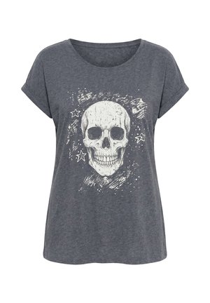 MIAMODA, T-SHIRT, COMFORT FIT, SKULL MOTIF - T-Shirt print - dark mottled grey