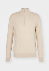 KNITID CASHMERE BLEND EASY FIT HALF ZIP - Strickpullover - sable