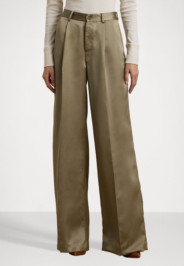 SATIN CHARMEUSE WIDE LEG PANT - Trousers - madison tan