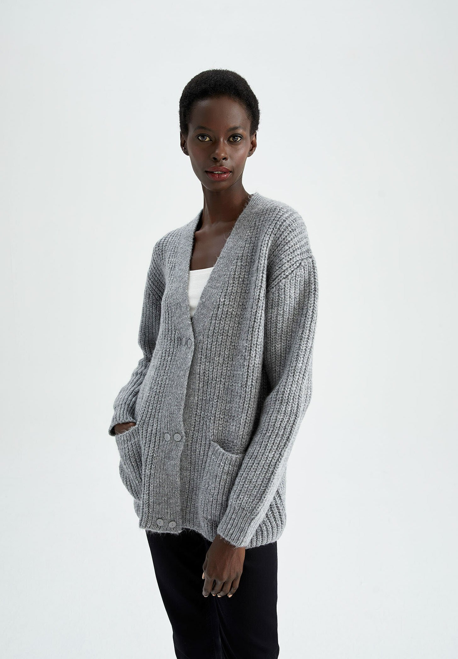 Graue Cardigan und Strickjacken für 